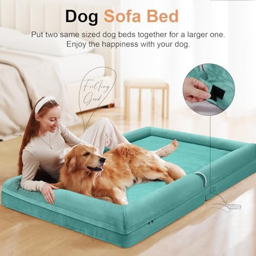 NANUYA Orthopedic Dog Bed for XX-Large Dogs, 44 x 34 Inch, Aqua Blue - Image 3