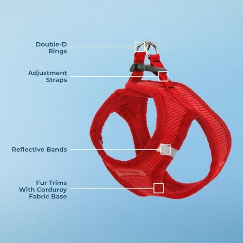 Voyager Step-in Plush Dog Vest Harness -Red Corduroy - Image 3