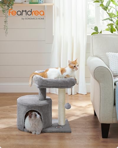 Feandrea Cat Tree, 18.5-in Small Cat Tower, Cute Kittens Condo, Light Gray - Image 2