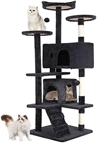 BestPet | 54" Cat Tree Tower | Dark Gray | Sturdy Multi-Level Cat Tree by BestPet