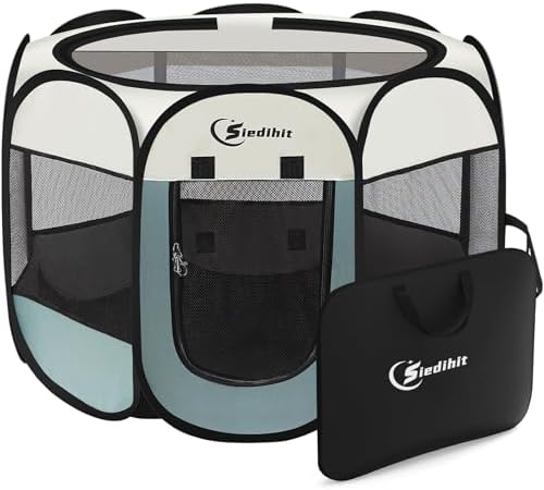Sieidihit Dog Cat Pet Playpen Puppy Crate Cage Indoor Outdoor, Large Grey by Siedihit