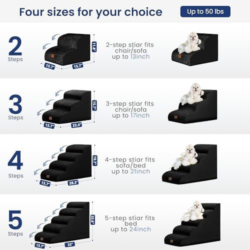 GoGoBunny Ramp Dog Stairs for High Beds 22.6" H, 5-Step Dog Slope Stairs - Image 3