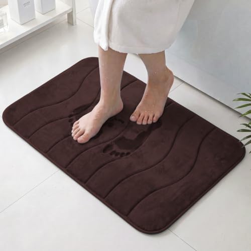 Flamingo P Brown Bath Mat 24x36 Quick Dry Washable Soft Memory Foam by FlamingoP