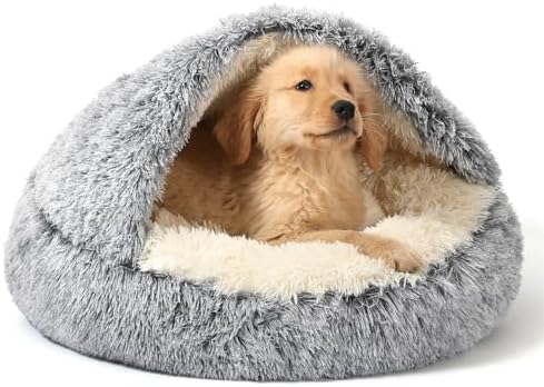 NOYAL Hooded Donut Bed, Calming Cave by Noyal