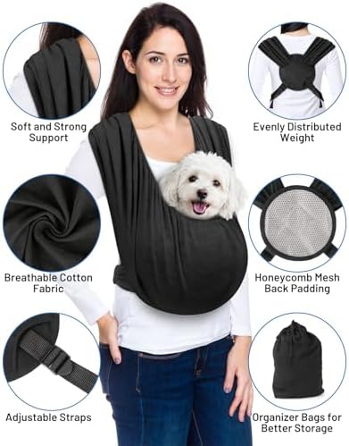 Dog Sling Carrier for Small Pet, Hands Free Front Backpack - Image 2