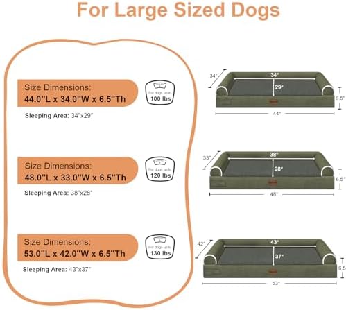 NANUYA Orthopedic Dog Bed for XX-Large Dogs, 44 x 34 Inch, Dark Green - Image 6