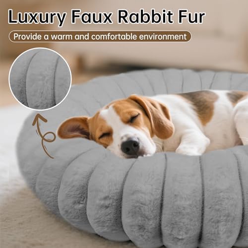 Donut Small Medium Dog Bed Washable Kitty & Puppy Bed, 28ins Grey - Image 3