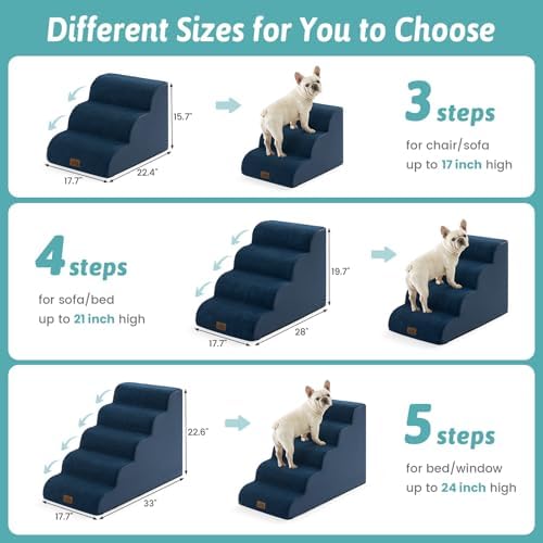 COZY KISS Wide Dog Stairs for Small Dog 15.7" H, 3 Step Pet Ramp for Couch - Image 3