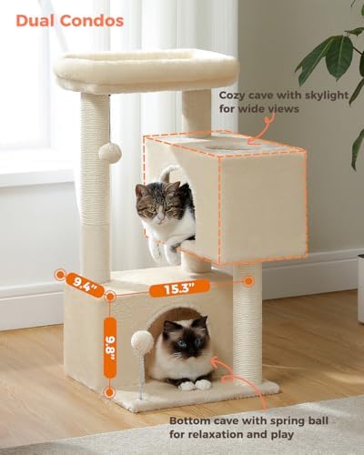 Small Cat Tree for Kittens, 32 in Cat Tower - Image 4