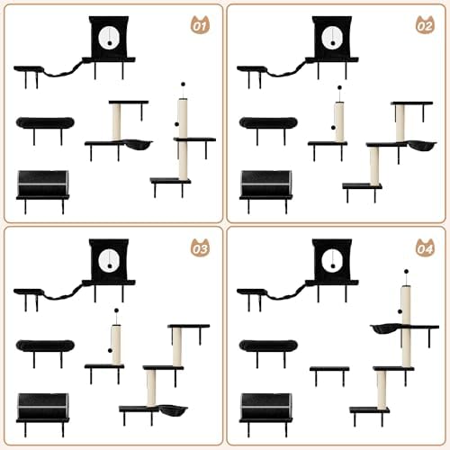NUNU LAB 14-in-1 Cat Wall Shelves, Wall-Mounted Cat Climber Set - Image 7