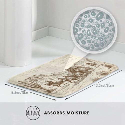 Western Desert Cowboys Bath Mat Non-Slip Soft Microfiber Bathroom Rugs Washable - Image 5