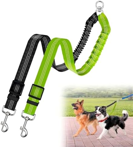 Double Dog Leash for Two Dogs, Professional No Tangle 360° Swivel Coupler by Caldzur