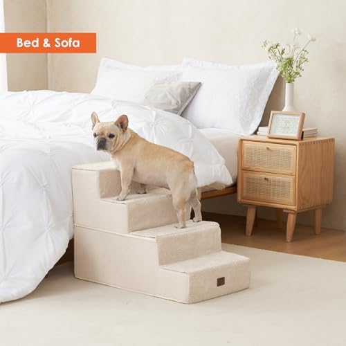 EHEYCIGA Dog Stairs for Bed 20" H, 4-Step Extra Wide Dog Steps - Image 7