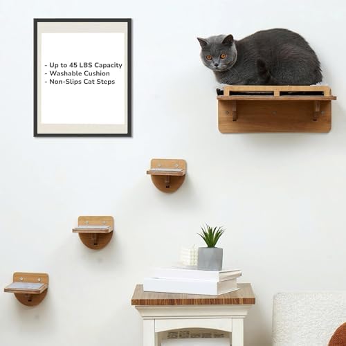45LBS Cat Wall Shelves with 3 Non-Slips Steps, Space-Saving Mounted Cat Wall by PURRHOUSE