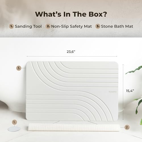 TOSORO - Stone Bath Mat Diatomaceous Earth Shower Mat Non-Slip Super Absorbent - Image 5