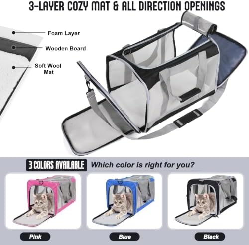 Pet Carrier for Large Cats of 20 Lbs, Collapsible Carrier Bag for Big Cat or 2 - Image 3