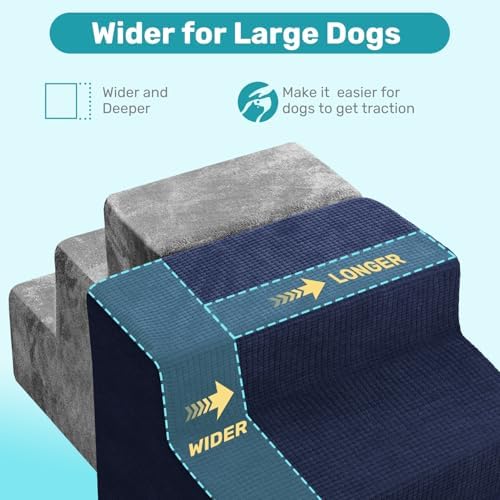 Dog Stairs for Bed, Extra Wide 4-Step Dog Steps for High Bed, High-Density Foam - Image 5