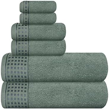 GLAMBURG 100% Cotton Ultra Soft 6 Pack Towel Set, Contains 2 Bath Towels 28x55 by GLAMBURG