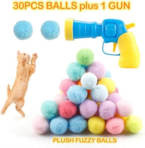 MeoHui 31Pcs Cat Ball Toy Launcher Gun, Cat Balls Fetch Cat Toys - Image 3