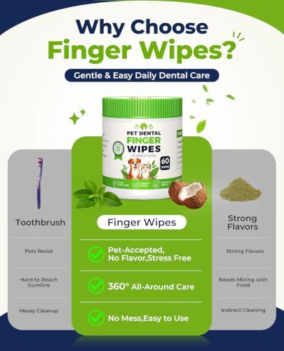 Dog Dental Wipes for Teeth Cleaning, Finger Toothbrush Wipes for Dogs Cats - Image 3