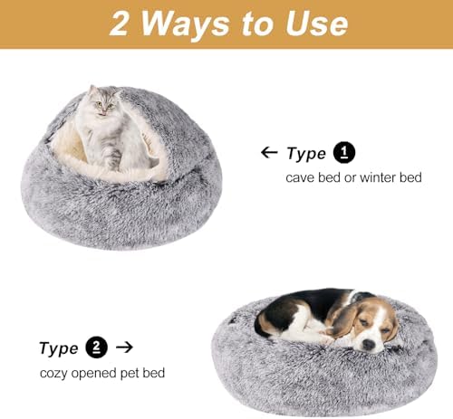 Hooded Dog Bed for Small Dogs, Nest Dog Beds, Washable Cute Cat Cave Bed - Image 2