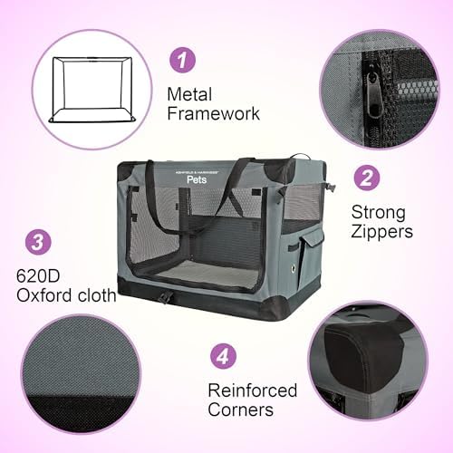 Ashfield & Harkness Collapsible Soft Dog Crate 30" - Image 3