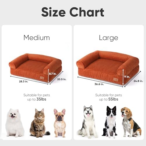 FUKUMARU Dog Couch Bed, Corduroy Cozy Cat Bed, Waterproof, Washable Cover - Image 6