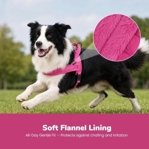Didog No Pull Dog Harness for Medium Dogs, Soft Flannel Padded, Hot Pink - Image 2