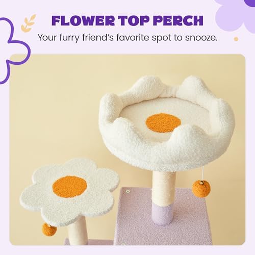 MWPO Flower Large Cat Tree, 70.1-Inch Multi-Level Tall Cat Tower - Image 4