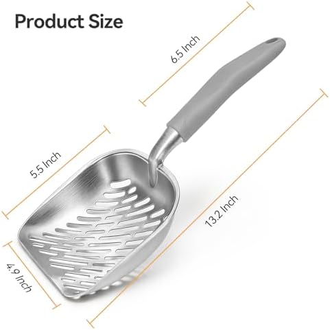 Cat Litter Scoop, Large Long Handle Kitty Metal Scooper - Image 2