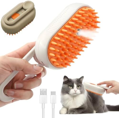 3 in 1 Pet Grooming Comb, Cat Steam Brush, Silicone Hair Shedding Steam Comb by Unknown