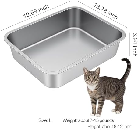 Large High Sided Stainless Steel Cat Litter Box - Image 2