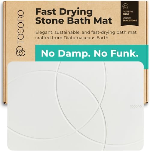 TOSORO - Stone Bath Mat Diatomaceous Earth Shower Mat Non-Slip Super Absorbent by Tosoro