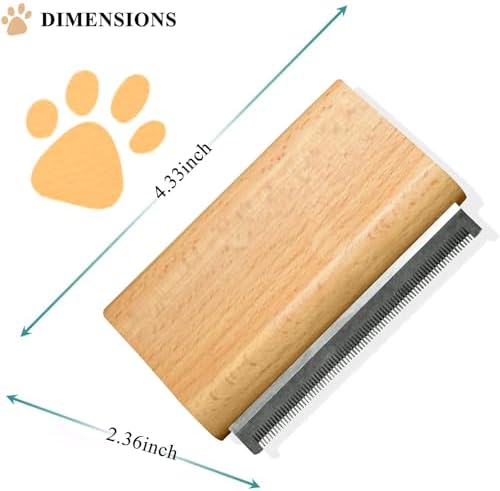 Wooden Deshedding Brush for Dogs, Cats & Horses, Deshedding Grooming Tool Curry - Image 2