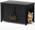 Hidden Cat Litter Box Enclosure Furniture, Dog Proof Kitty Washroom Cabinet by MZNZ