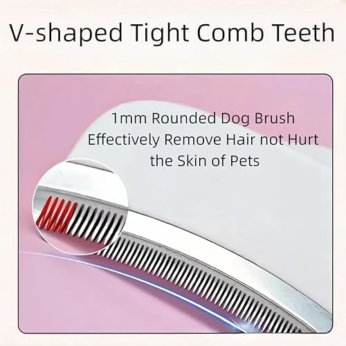 White Small Dog Brush for Shedding, Tight V-Tooth Deshedding Comb - Image 4