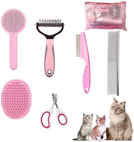 Cat Deshedding & Dematting Brush Kit, 6 Self-Cleaning Tools by POSAPET