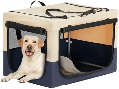 PETSFIT 36" Soft Portable Dog Crate – Patented Spiral Sturdy Frame, Collapsible by Petsfit