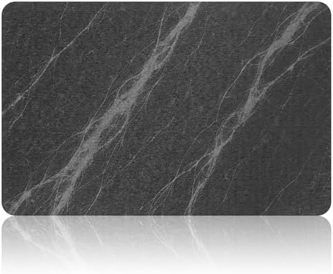 THMINS Black Marble Stone Bath Mat by THMINS