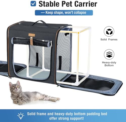 Lekereise Large Cat Carrier for 2 Cats, 2-in-1 Cat Travel Carrier - Image 4