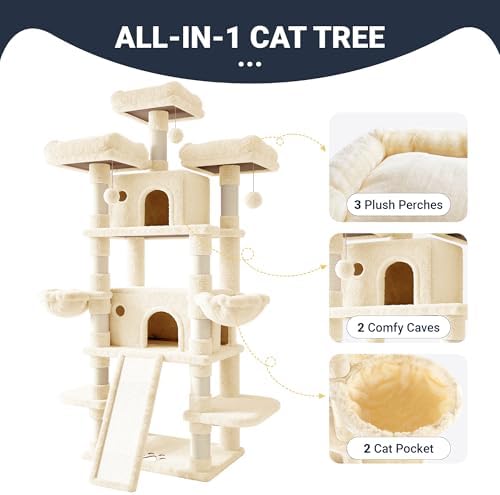 Allewie 82 Inches Large Cat Tree/House/XXL Tall Cat Towers - Image 6