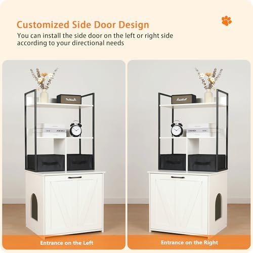 DWANTON Cat Litter Box Enclosure, 2 Storage Shelves and 2 Drawers - Image 2