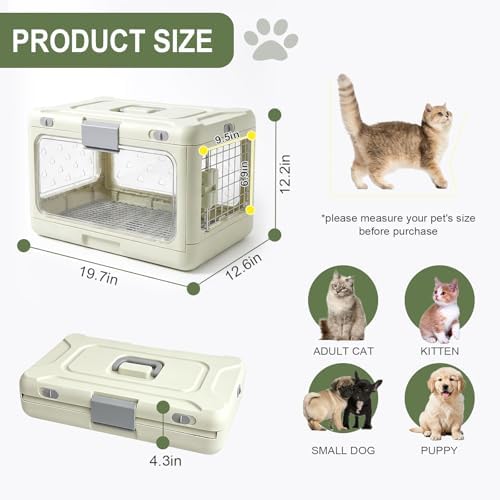 Collapsible Hard Cat Carrier Small Dog Cat Travel Crate Pet Clear - Image 2