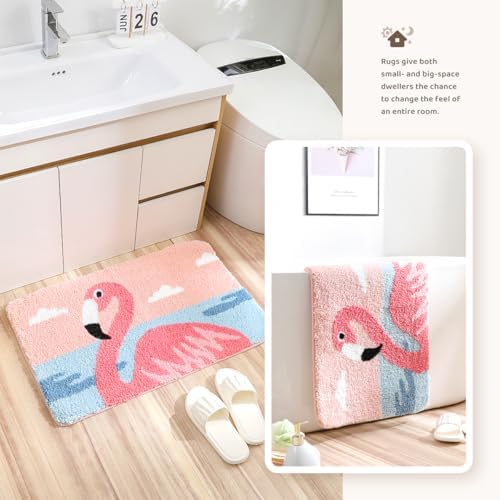 Molesun Flamingo Bath Mat 16x24, Soft Absorbent Microfiber Bath Rugs - Image 4