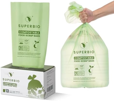 SUPERBIO 13 Gallon Compostable Kitchen Waste Bags, 1 Pack by SUPERBIOCOMPOSTABLEBAGS