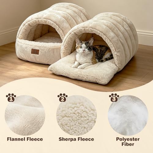 Covered Cat Bed Cave for Indoor Cats, 2-in-1 Enclosed Pet Bed for Small Dogs - Image 2