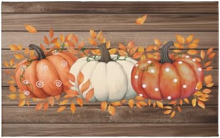 Giwawa Autumn Pumpkin Bath Rug Rustic Wood Bathroom Mat Non Slip Absorbent by Giwawa