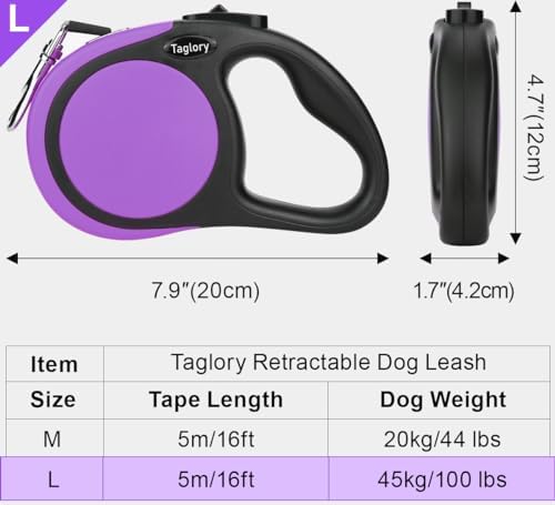 Taglory Retractable Dog Leash, One-Handed Brake - Image 4