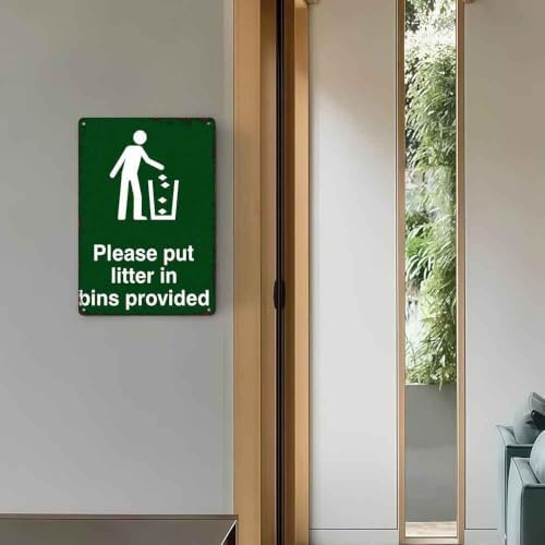 12 X 8in Aluminum Please Put Litter In Bins Provided Metal Sign - Image 6