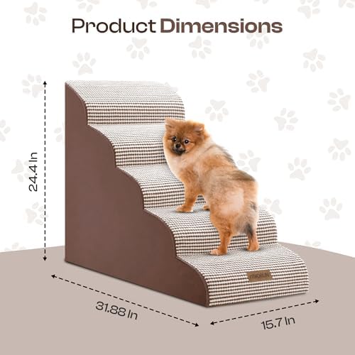 Miorun Dog Stairs for High Beds, 24.5" Foam Pet Ramp Step for Small Dogs - Image 5